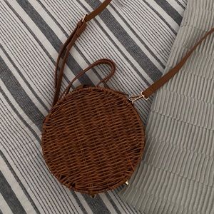 Round Woven Rattan Crossbody
